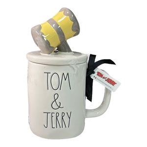 Rae Dunn "TOM & JERRY" Mallet Topper Figural Coffee Mug
